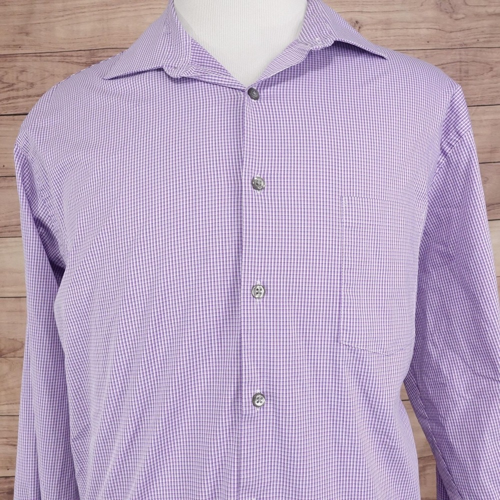 Van Heusen Flex Dress Shirt Mens 18.5 36/37 2XL Regular Fit Purple Stretch
